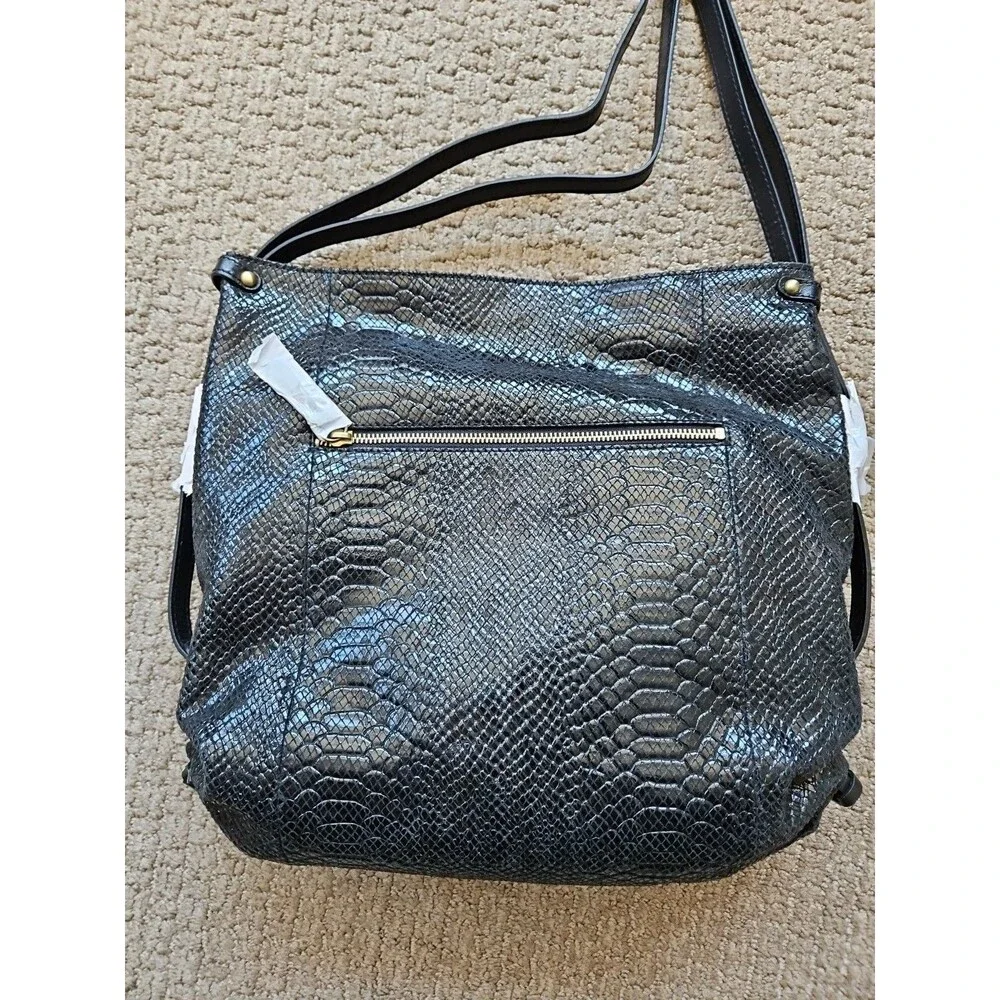 orYANY Black Croc Embossed Patent Leather Shoulder Bag Handbag